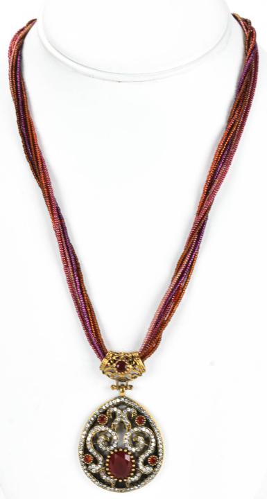 Costume Jewelry Faux Diamond & Faux Ruby Necklace (1 of 6)