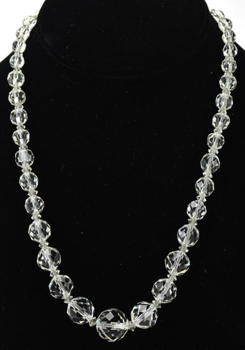 Estate Flapper Faceted Crystal & Sterling Necklace (1 of 5)