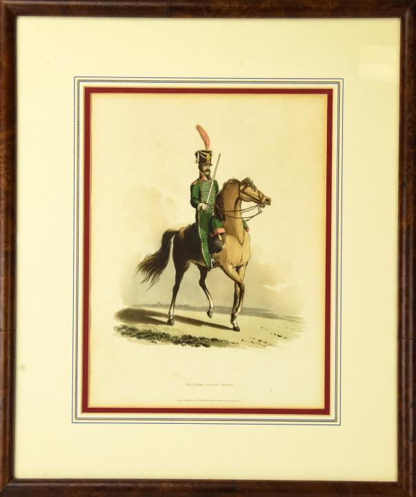 Antique 19th C Spanish Light Horse Military Print (1 of 5)