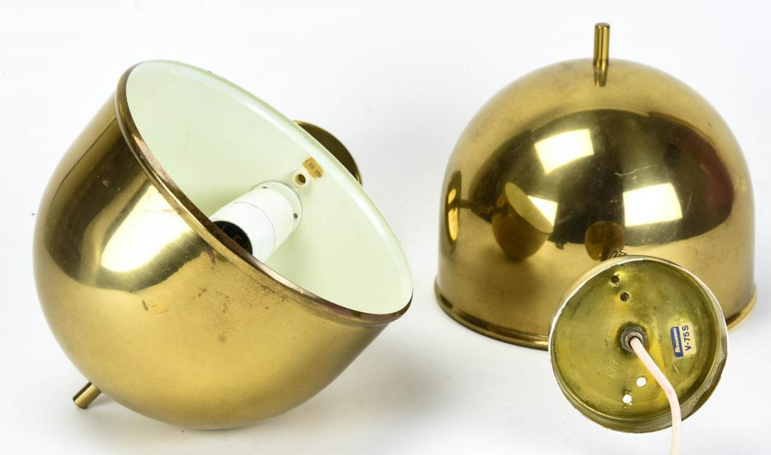 Pair Vintage Brass Wall Mount Pendant Lights (1 of 5)