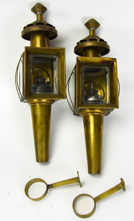 Pair Reproduction Brass Railroad Lanterns (1 of 5)