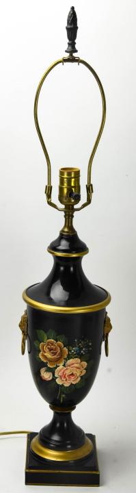 Antique Hand Painted Urn Form Tole Lamp (1 of 6)
