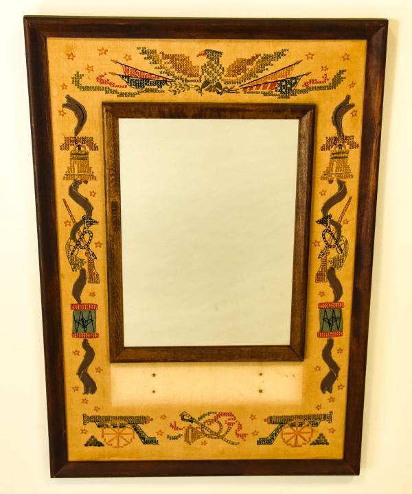 Antique Federal Needlepoint Sampler W Mirror (1 of 6)