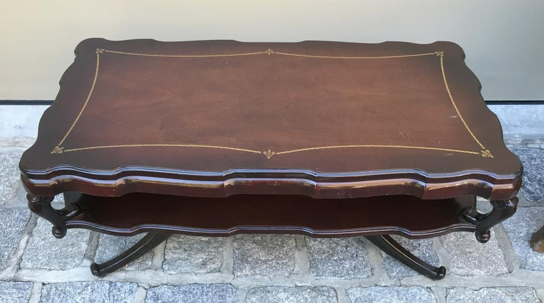 Mahogany Coffee Table w Gold Detail & Shelf (1 of 4)