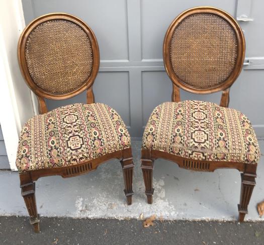 Pair French Louis XVI Style Caned Back Side Chairs (1 of 4)