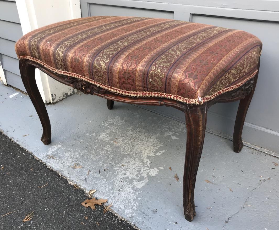 French Louis XV Style Carved Leg Ottoman / Bench (1 of 3)