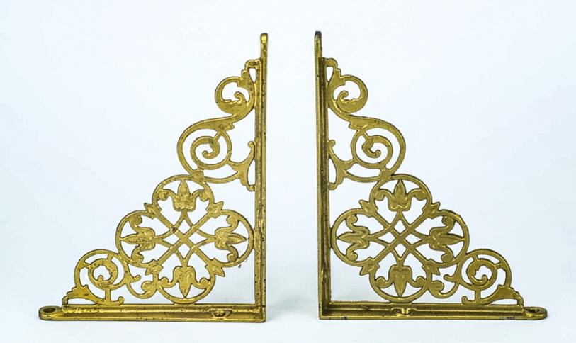 Pair Antique 19th C Ormolu Wall or Shelf Brackets (1 of 4)
