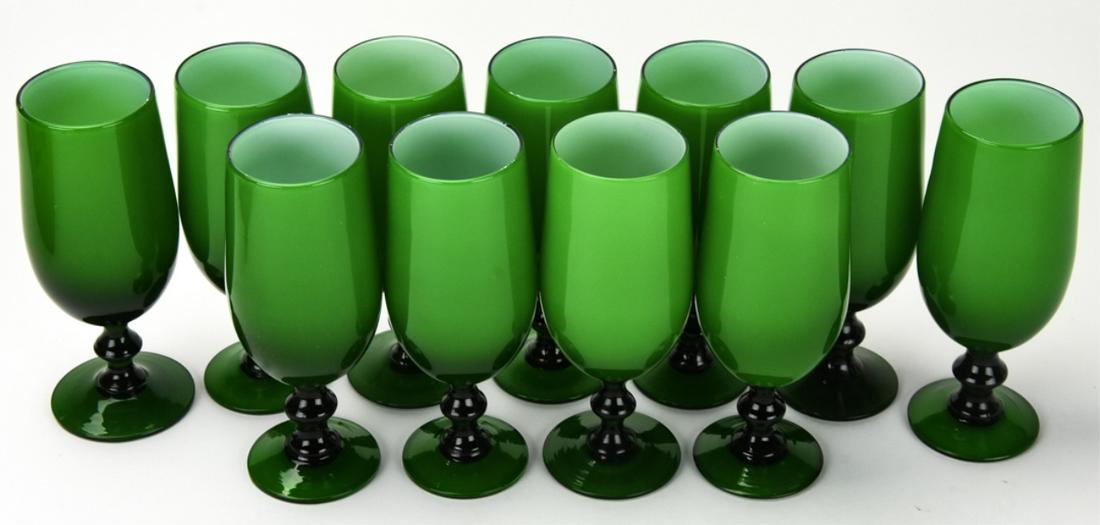 11 Vintage Emerald Green Milk Glass Glasses (1 of 6)
