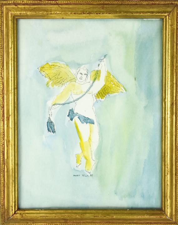 Mario Villa Watercolor Painting of Angel in Frame (1 of 5)