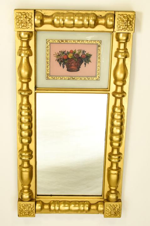 19th C Empire Reverse Painted Trumeau Mirror (1 of 6)