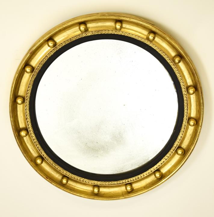 Antique English Bulls Eye Gold Leaf Mirror (1 of 5)