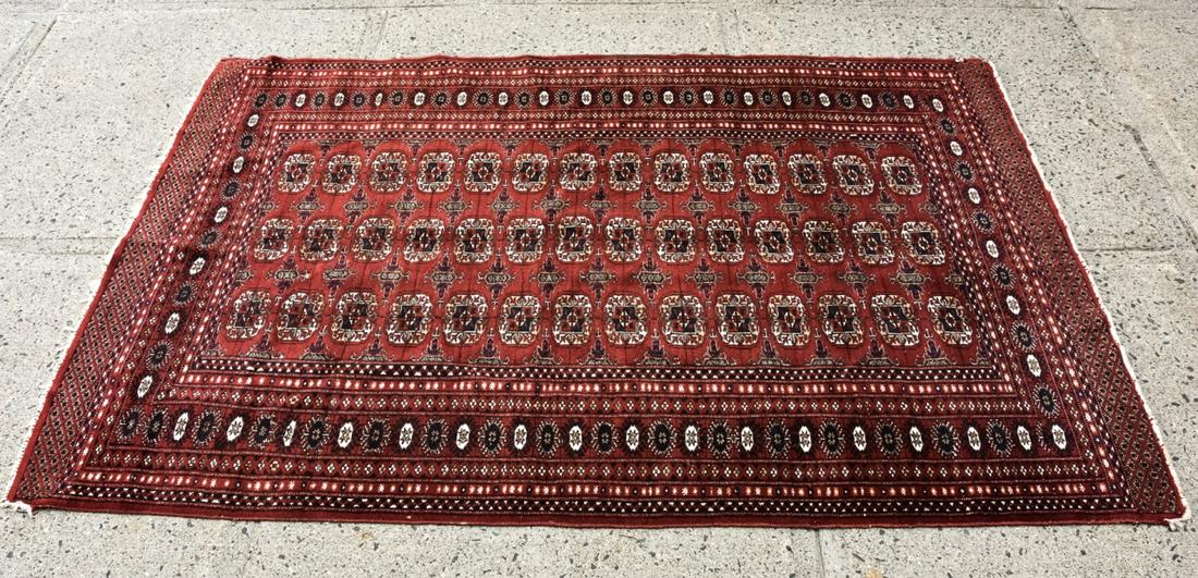Hand Knotted Burgundy Wool Bokhara Carpet (1 of 8)