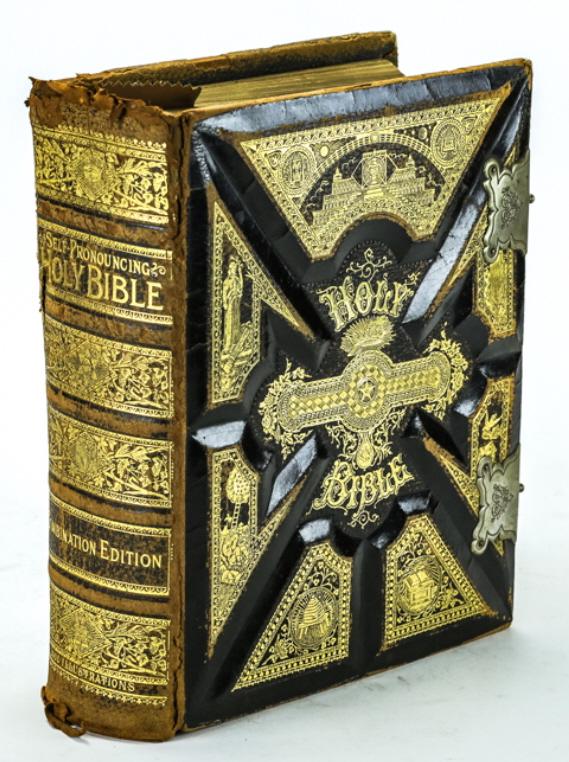 Antique Large Embossed Leather Holy Bible (1 of 9)