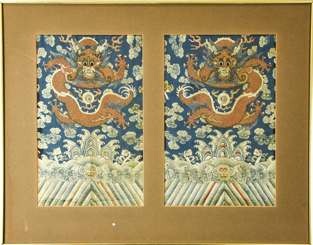 Framed Chinese Embroidery Kimono Panels (1 of 5)