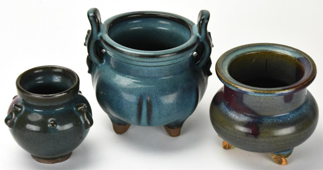 3 Chinese Flambe Glaze Pottery Vessels (1 of 4)
