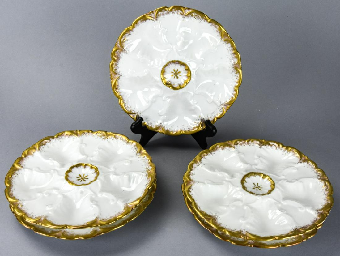 L.R.L. Limoges France Gold Leaf Oyster Plates (1 of 8)