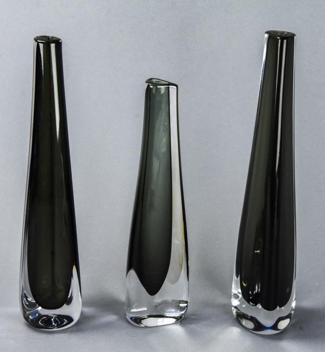 3 Orrefors Black  Art Glass Vases (1 of 5)