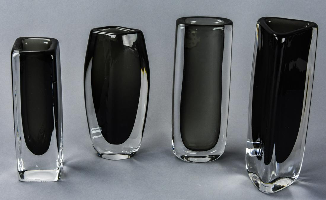 4 Orrefors Black  Art Glass Vases (1 of 5)