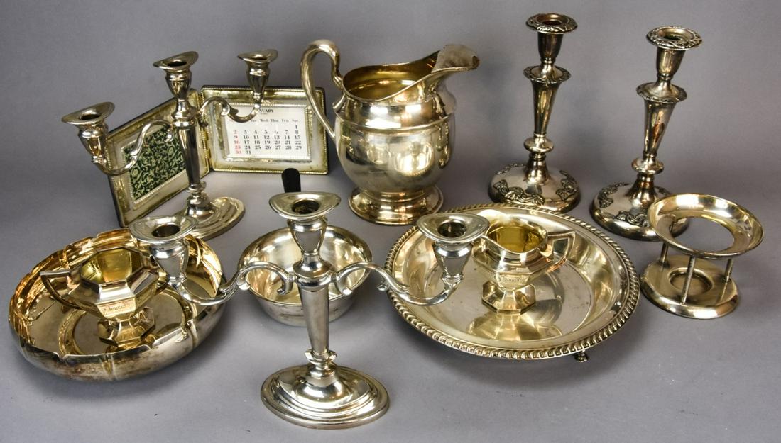 Silver Plate Candlesticks & Serving Pieces (1 of 7)