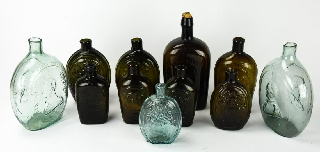 Collection of 11 Antique Colored Glass Bottles (1 of 5)