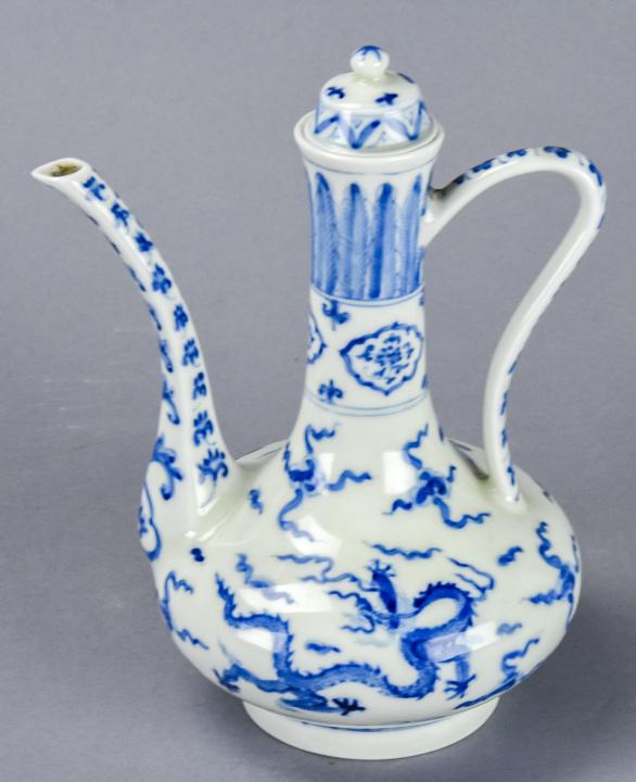 Chinese Blue White Porcelain 5 Claw Dragon Teapot (1 of 9)