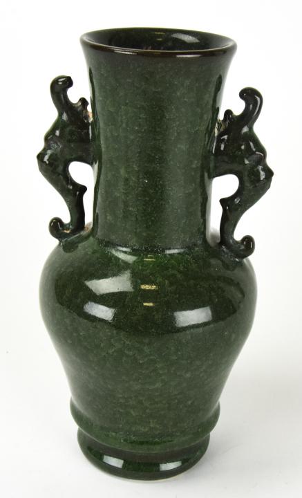 Chinese Green Glaze Pottery Handled Vase (1 of 6)
