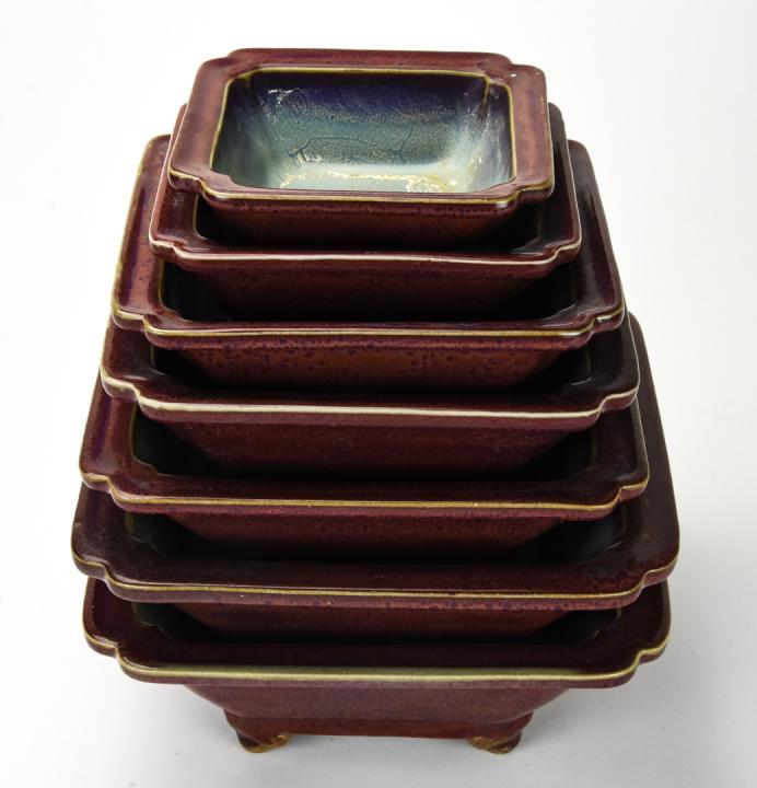 Chinese Oxblood Flambe Pottery Stacking Bowls (1 of 8)