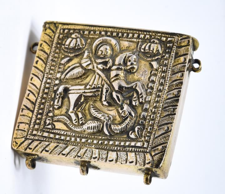 Antique Reliquary Pendant w Saint George & Dragon (1 of 5)