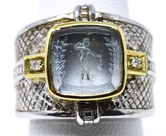 Estate 18kt Yellow Gold Sterling & Diamond Ring (1 of 5)