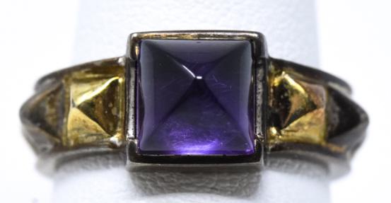 Modern Sterling Silver & Amethyst Stud Design Ring (1 of 6)