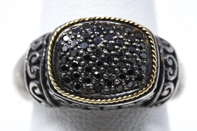 Modern 18kt Gold & Sterling Ring w Black Diamonds (1 of 5)