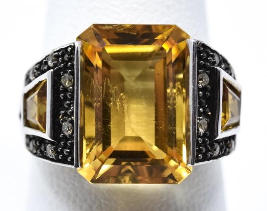 Art Deco Style Diamond & Citrine Ring (1 of 5)