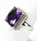 14K White Gold Amethyst & Diamond Cocktail Ring - 3