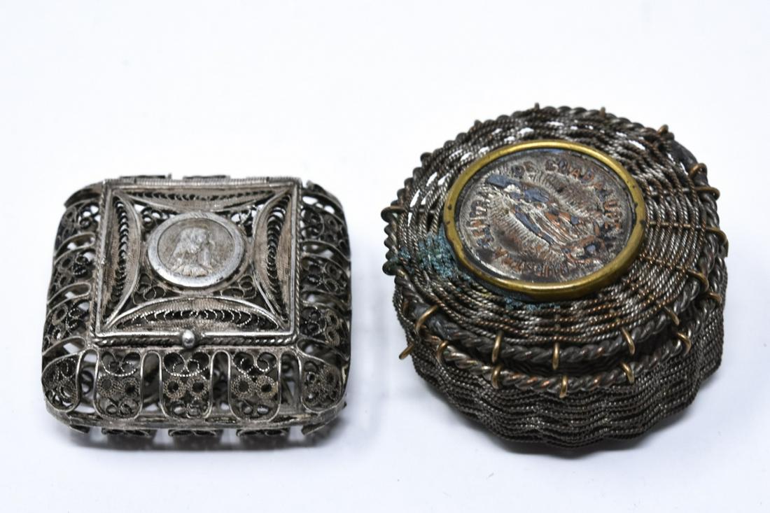 Antique Filigree Silver & Woven Basket Rosary Box (1 of 6)