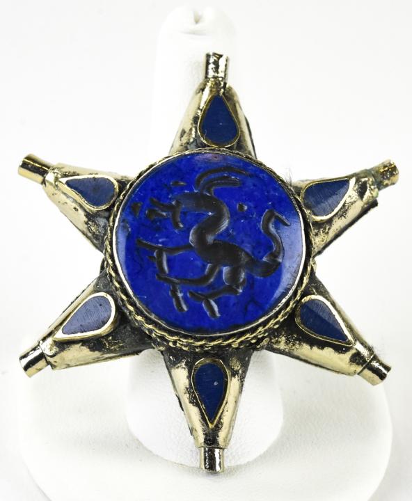 Vintage Intaglio Lapis Lazuli Starburst Ring (1 of 5)