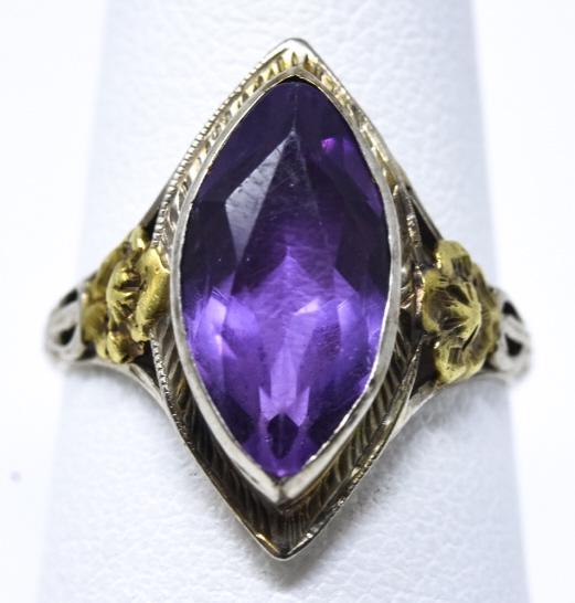 Estate 14kt Yellow & White Gold Amethyst Ring (1 of 5)