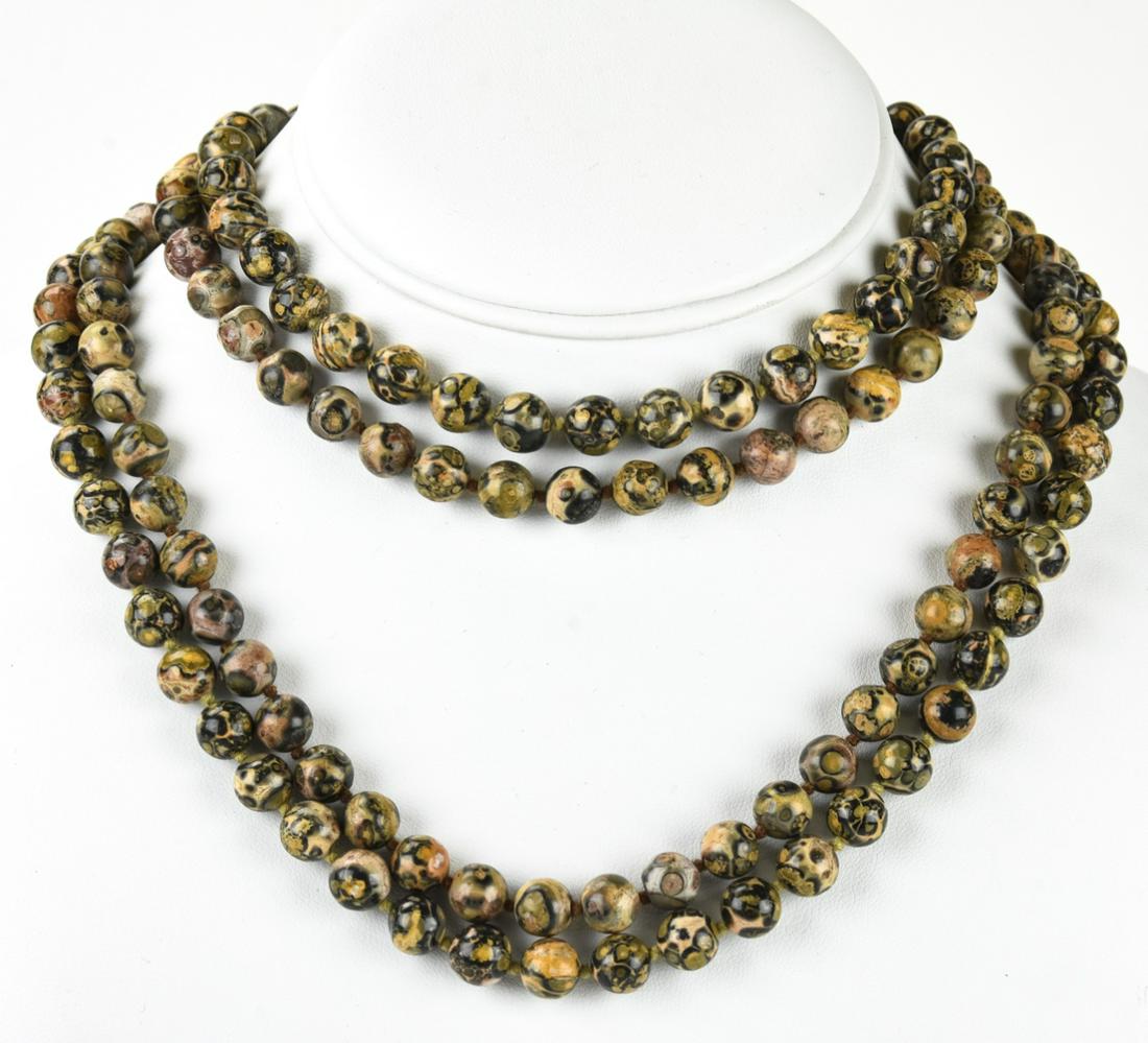 Pair of Hand Knotted Moss Agate Beaded Necklaces (1 of 6)