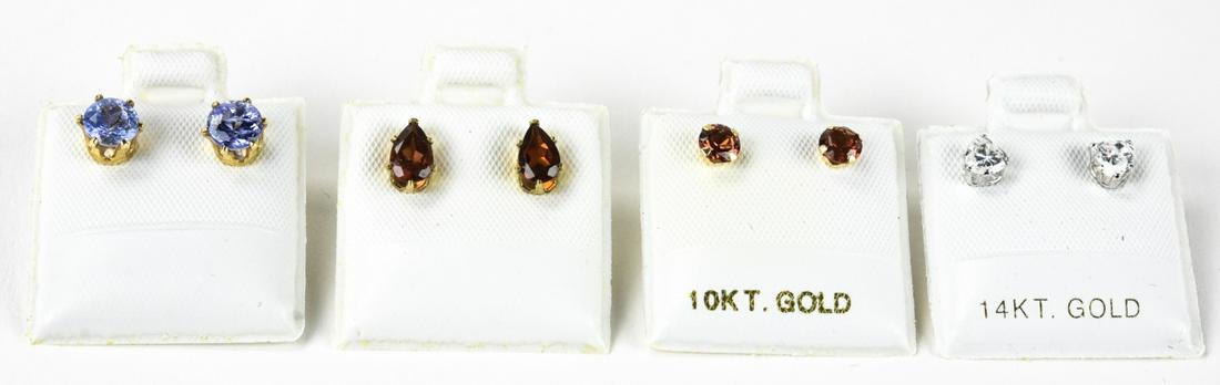Four Pairs of 14kt & 10kt Pearl & Gemstone Studs (1 of 5)