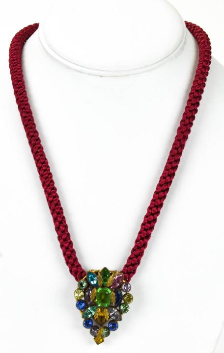 Antique C 1930 Art Deco Paste Clip on Necklace (1 of 6)