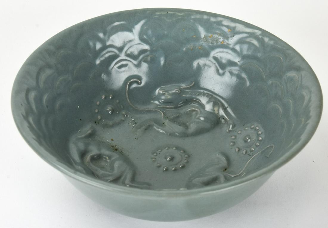 Chinese Celadon Glaze Porcelain Dragon Bowl (1 of 5)