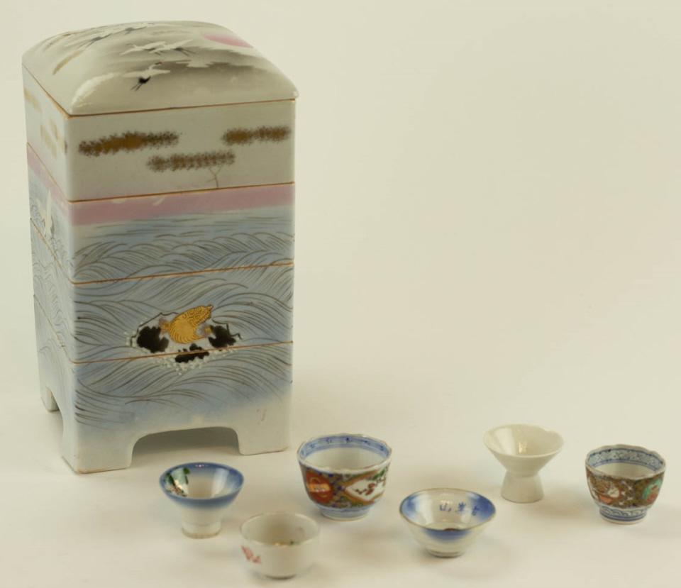 Asian Porcelain Stacking Boxes with Tea Cups (1 of 9)