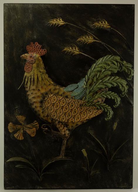 Tole Rooster Hand Painted Hanging Plaque (1 of 4)