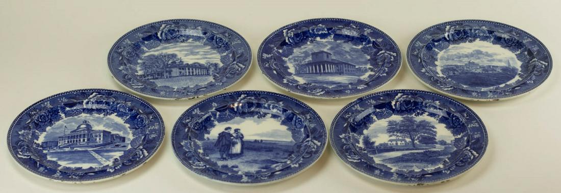 6 Wedgwood Blue & White Ironstone Plates (1 of 8)