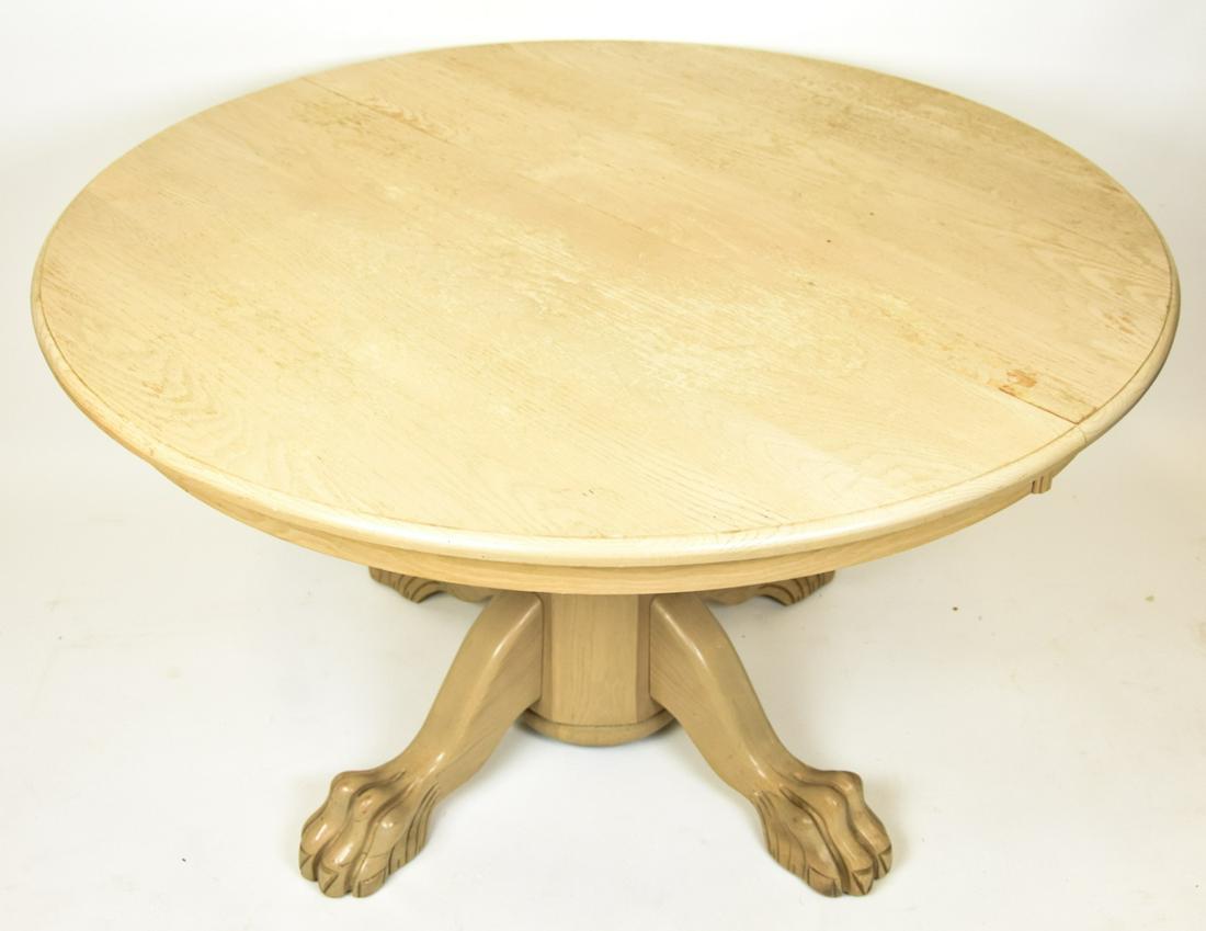 Lion Paw Oak Round Pedestal Dining Table w Leaves (1 of 8)