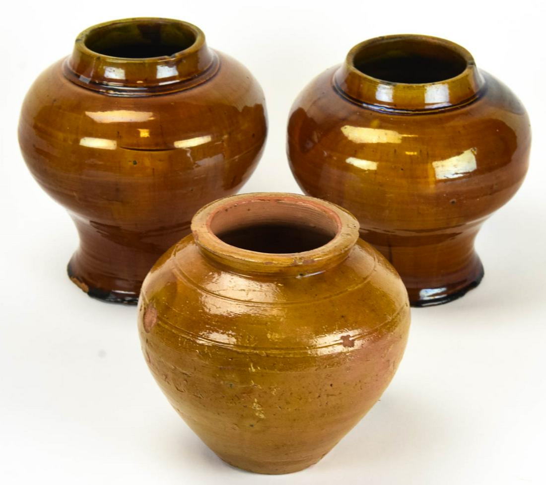 3 Chinese Brown Glazed Pottery Vessels (1 of 5)