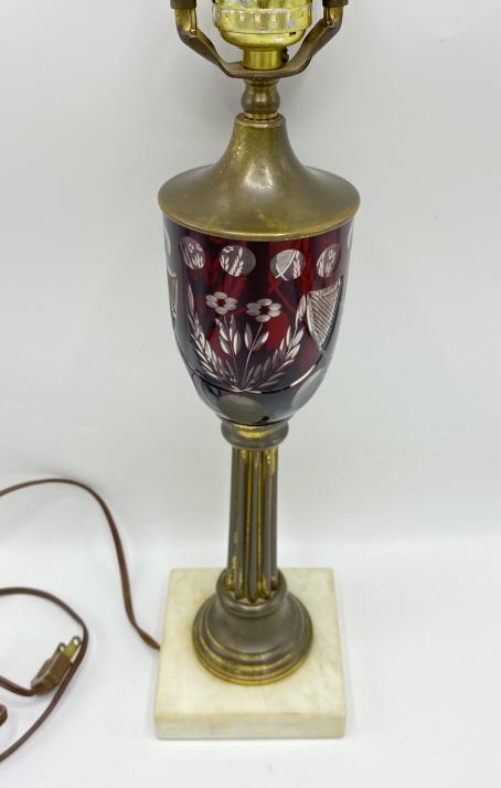 19th Century Cranberry Bohemian Glass Lamp (1 of 4)