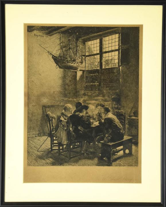 Antique 19th C Claus Meyer "A Ghost Story" Etching (1 of 5)