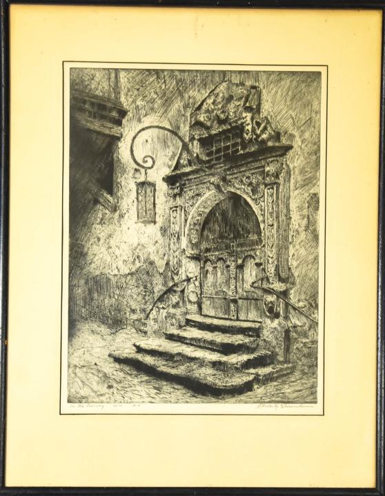 Charles M Weissman "An Old Doorway" Etching (1 of 6)