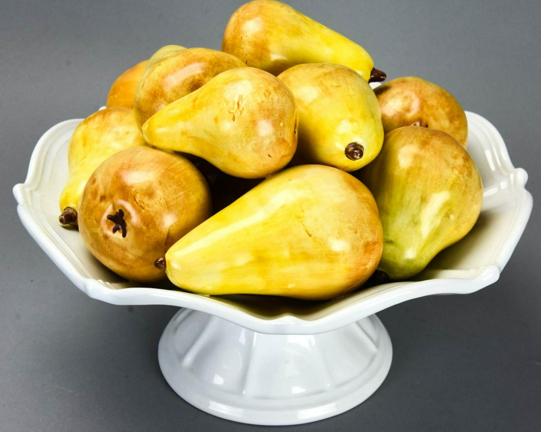 Italian Capodimonte Porcelain Fruit Pears Bowl (1 of 5)