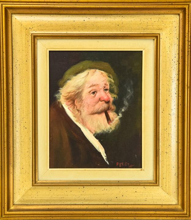 Perez Signed Portrait of a Man Oil Painting (1 of 4)